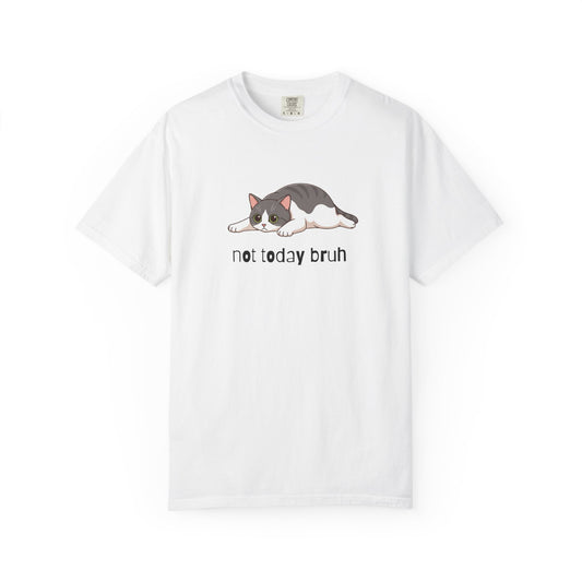 Short hair bi-color gray cat Not Today Bruh T-Shirt