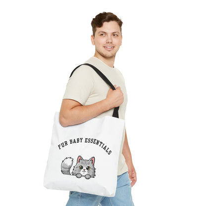 Long hair gray cat FurBaby Tote Bag