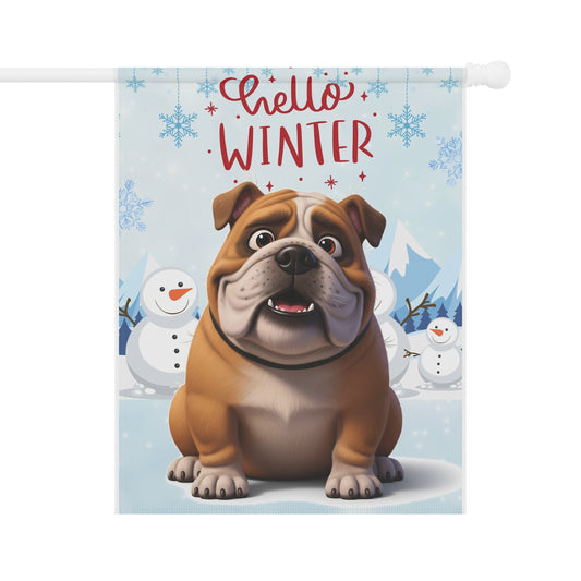 Bulldog Hello Winter Garden Banner