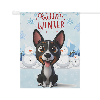 Basenji Hello Winter Garden Banner