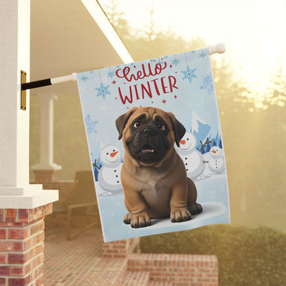 Mastiff Hello Winter Garden Banner
