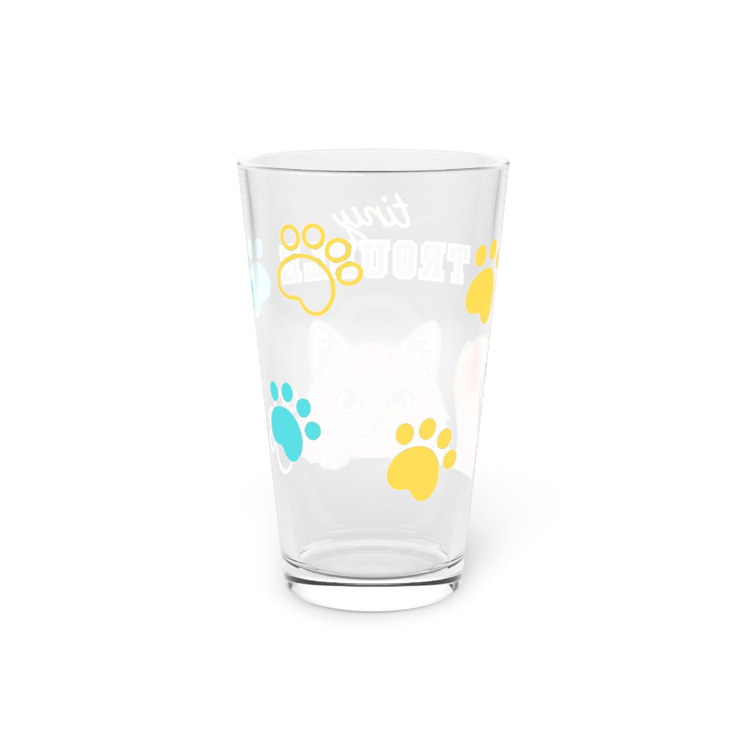 Long hair brown cat Tiny Trouble Pint Glass