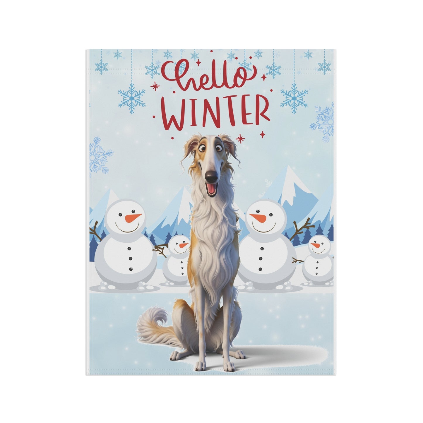 Borzoi Hello Winter Garden Banner