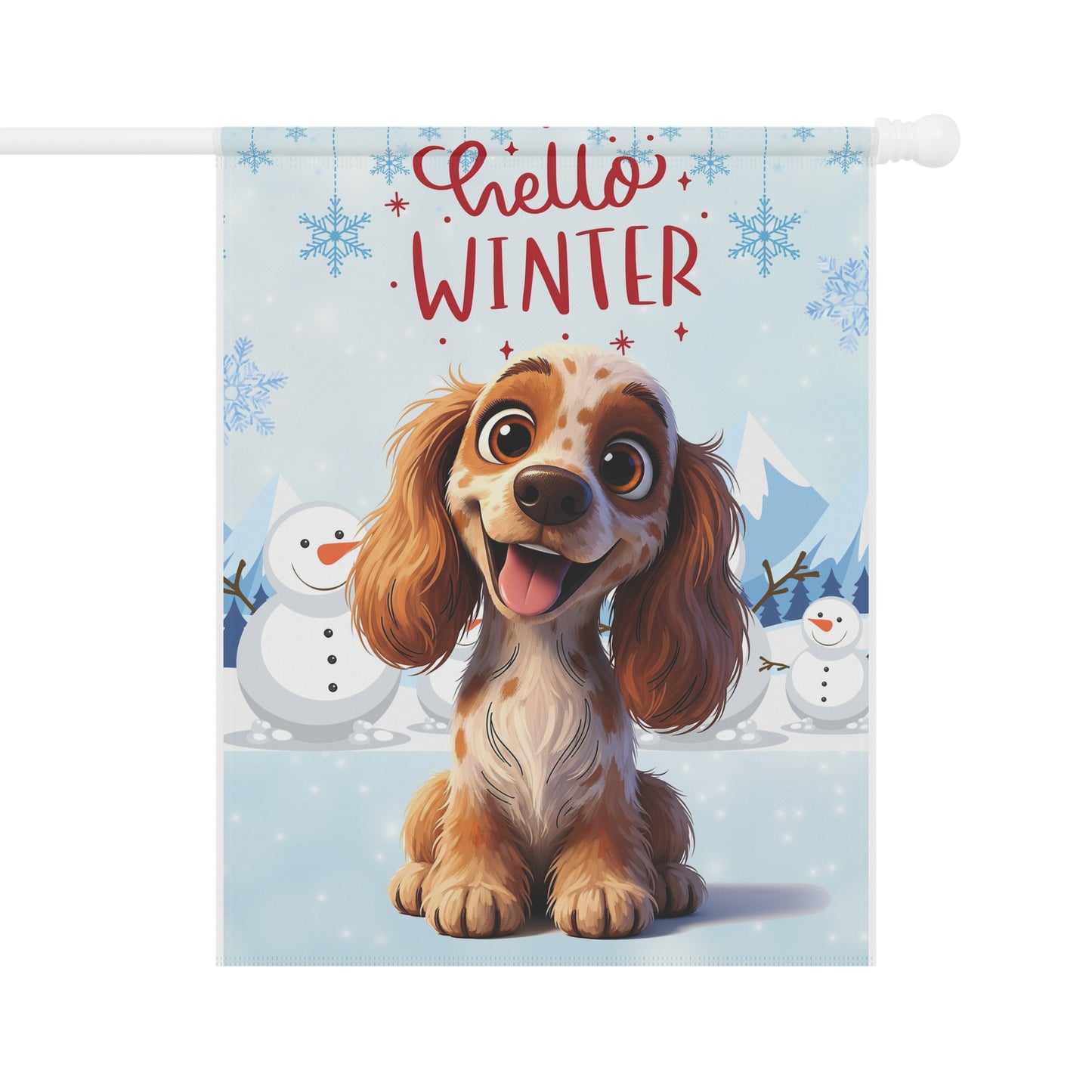 Spaniel Hello Winter Garden Banner
