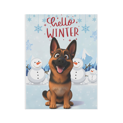 German Shepherd Hello Winter Garden Banner