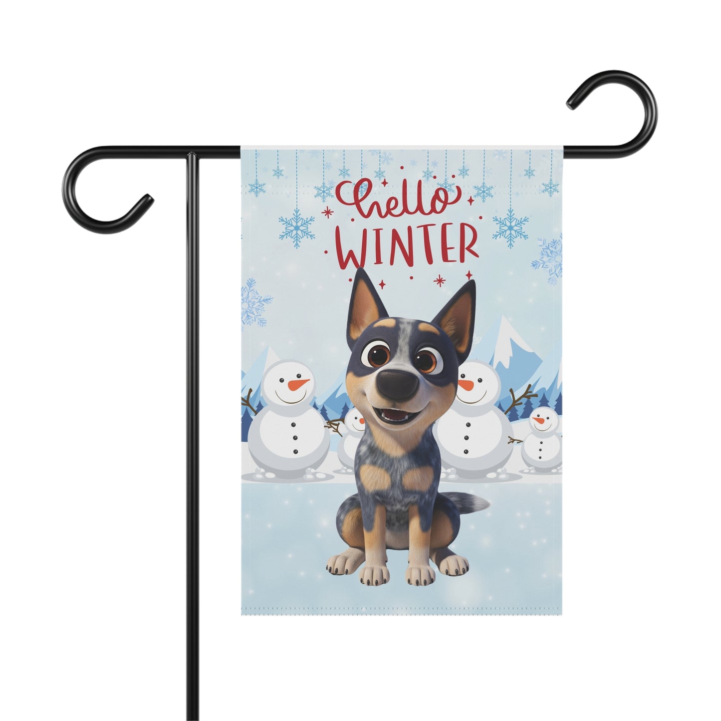 Blue Heeler Hello Winter Garden Banner
