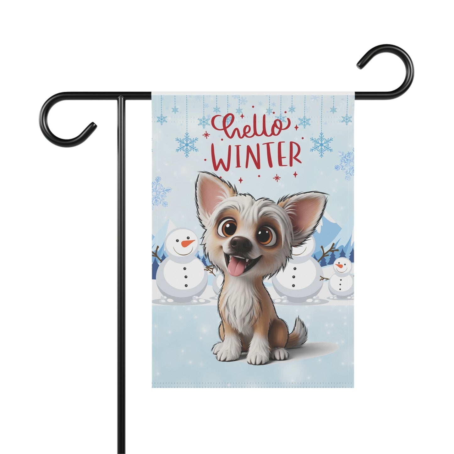 Chinese Crested Hello Winter Garden Banner