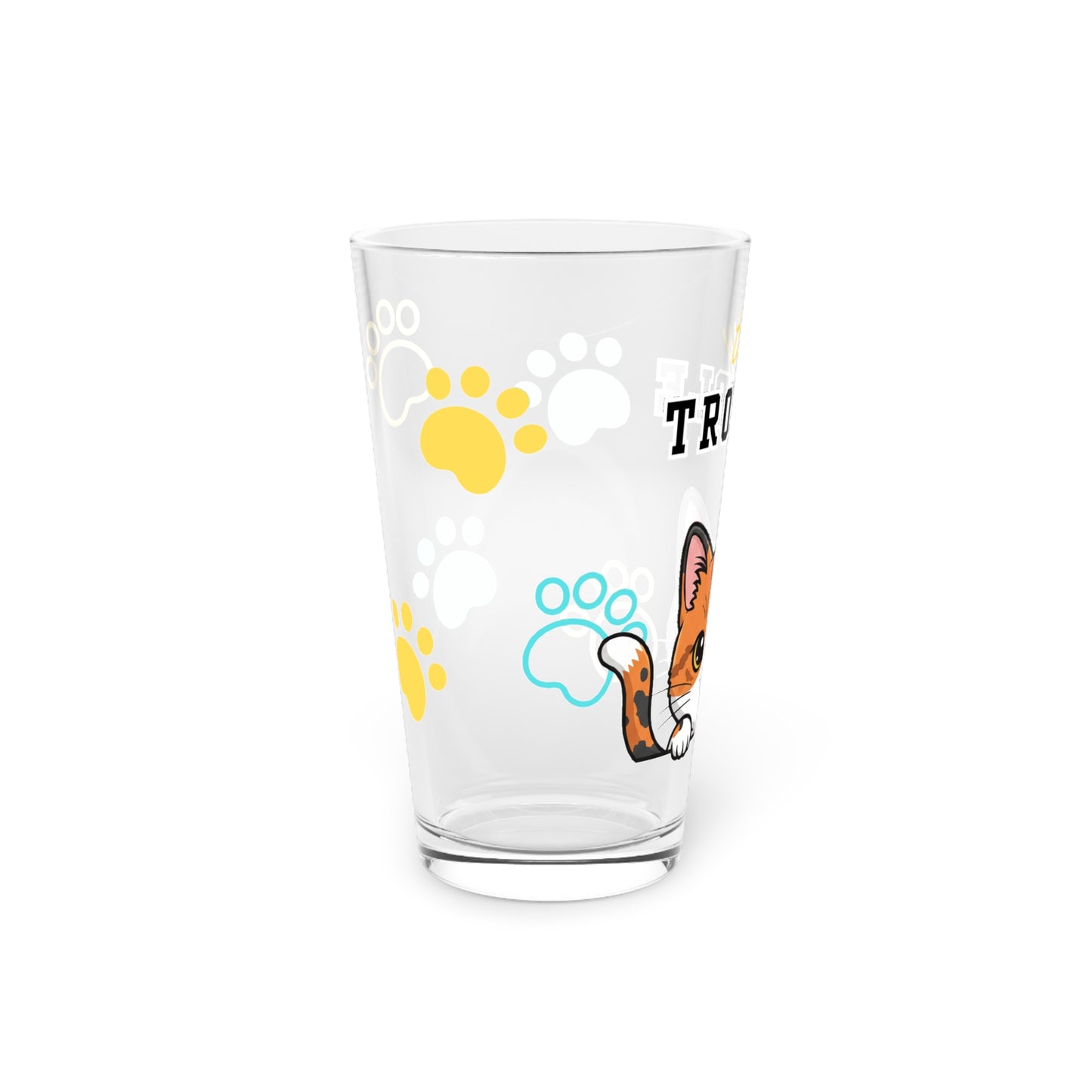 Short hair tortoiseshell cat Tiny Trouble Pint Glass