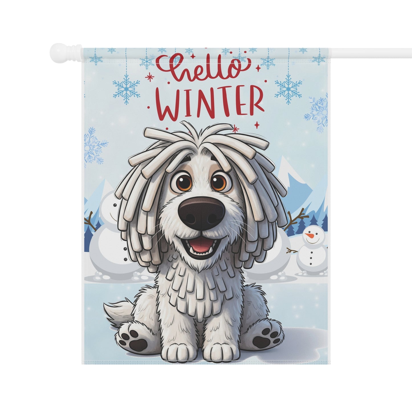 Komondor Hello Winter Garden Banner