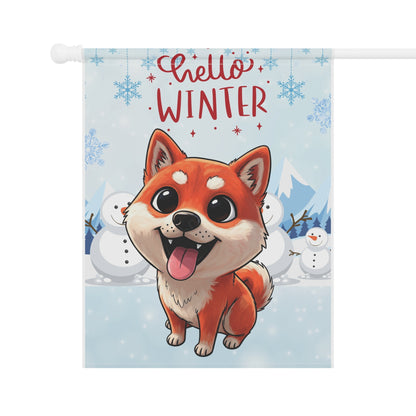 Shiba Hello Winter Garden Banner