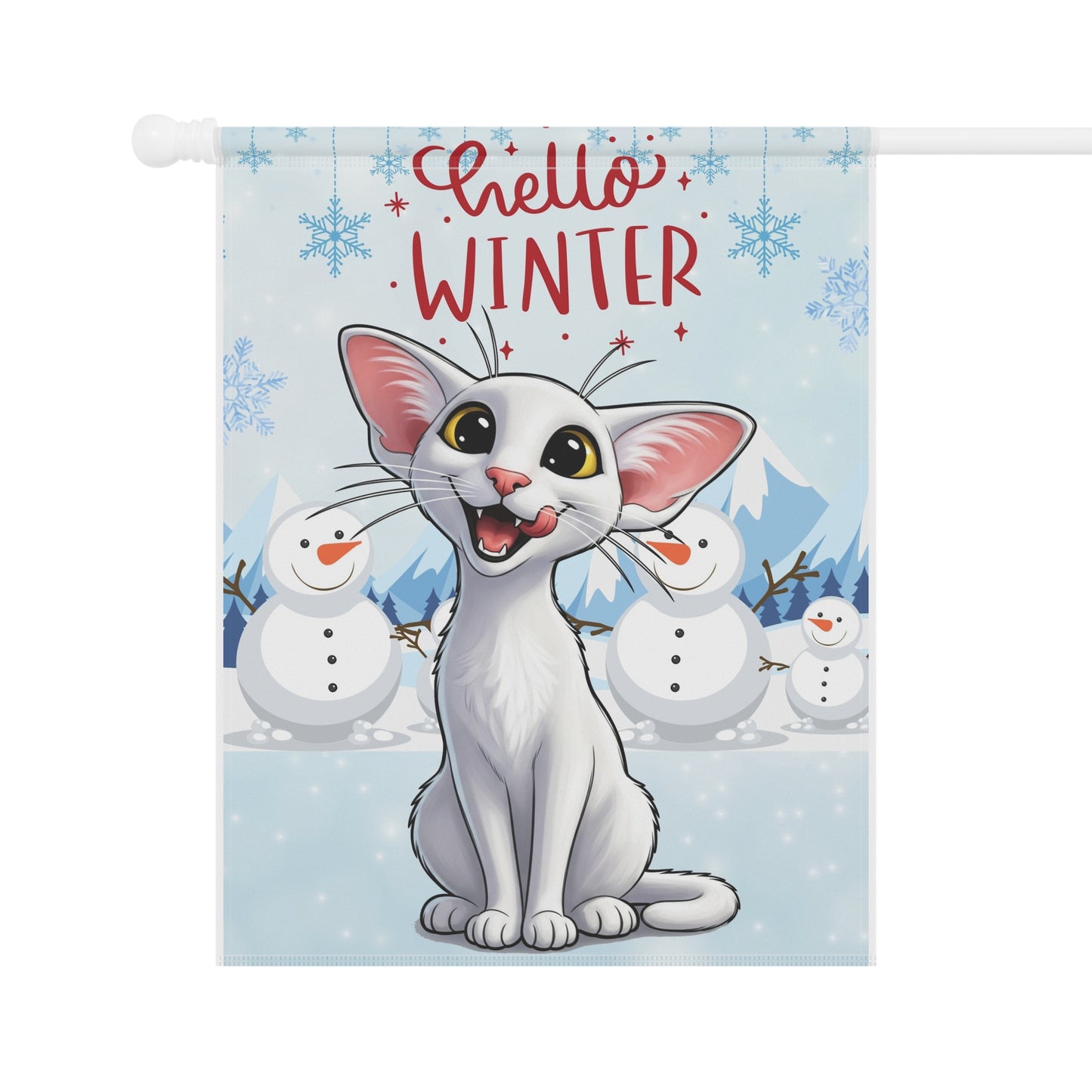 Oriental Shorthair Cat Hello Winter Garden Banner