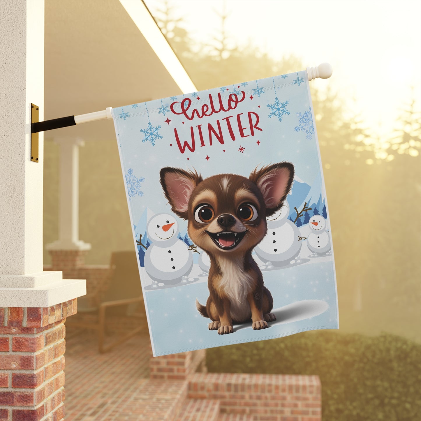 Chihuahua Hello Winter Garden Banner