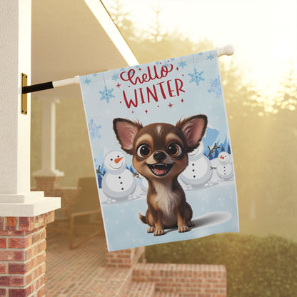 Chihuahua Hello Winter Garden Banner