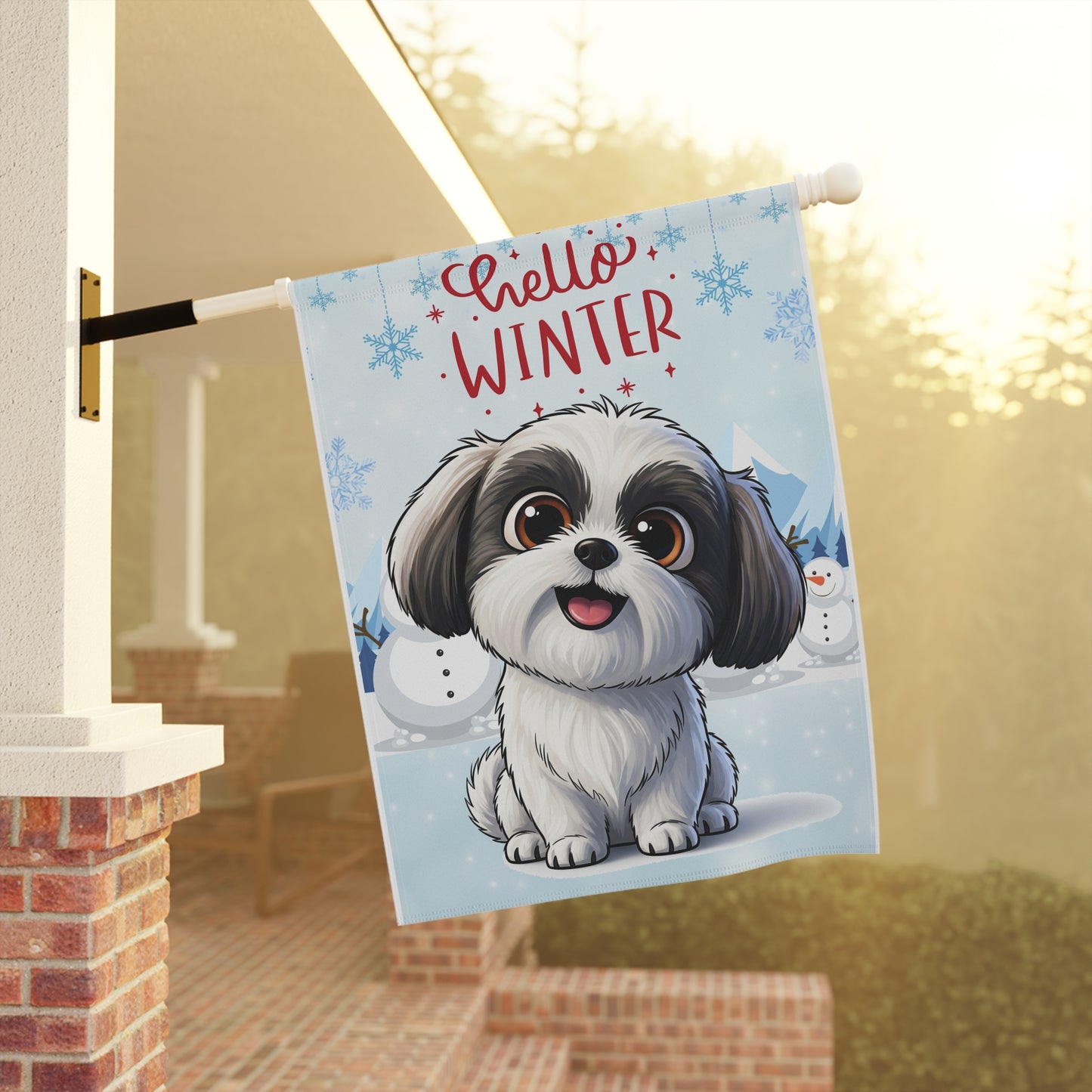 Shih Tzu Hello Winter Garden Banner