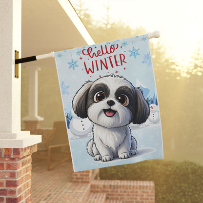 Shih Tzu Hello Winter Garden Banner