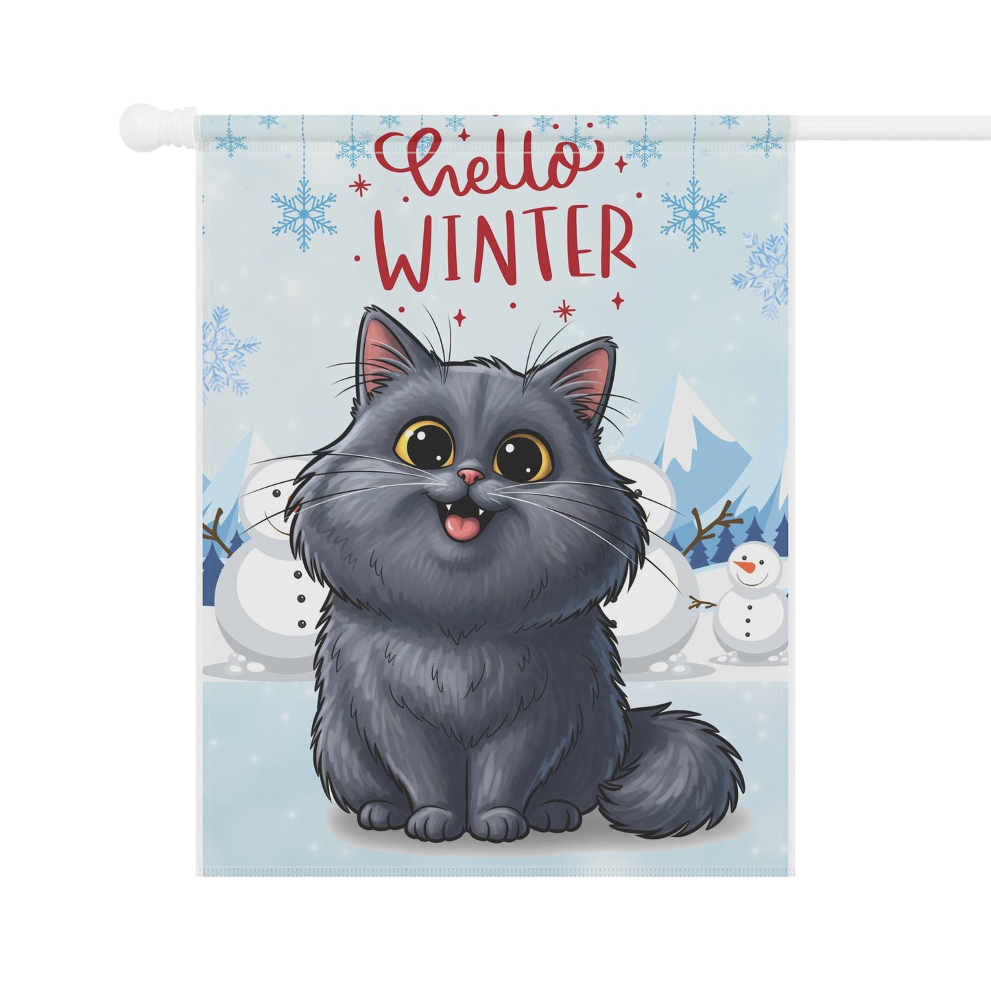 Persian Cat Hello Winter Garden Banner