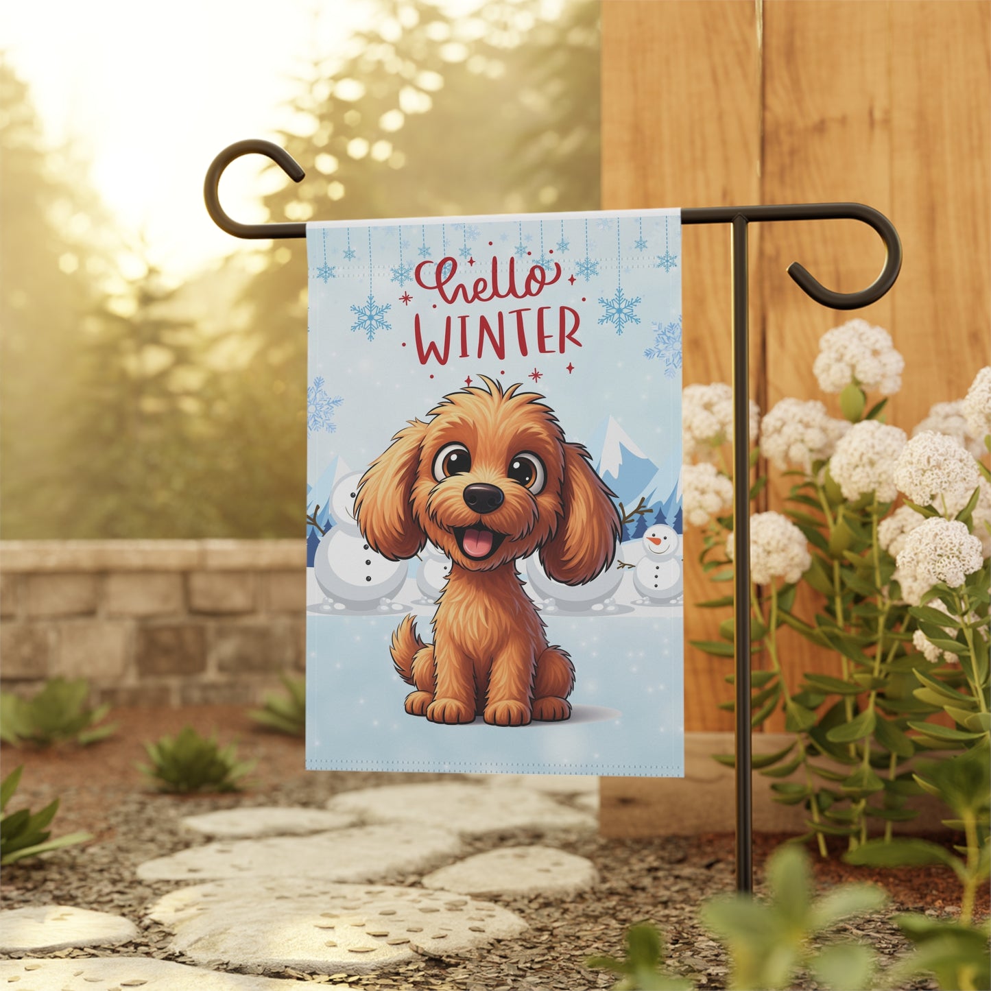 Doodle Hello Winter Garden Banner