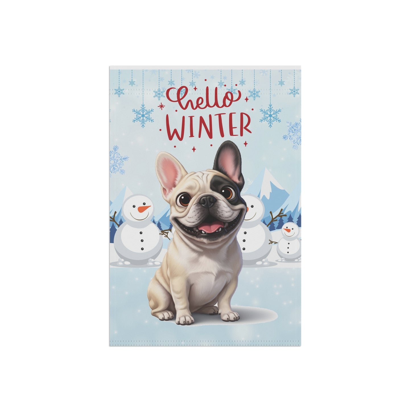 Frenchie Hello Winter Garden Banner