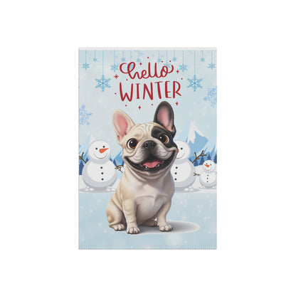Frenchie Hello Winter Garden Banner