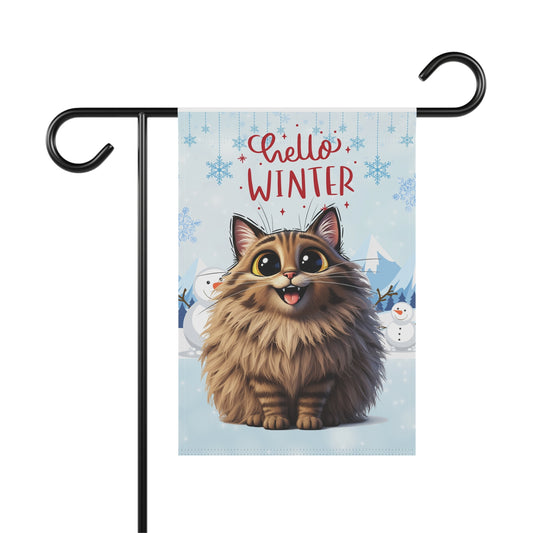 Siberian Cat Hello Winter Garden Banner
