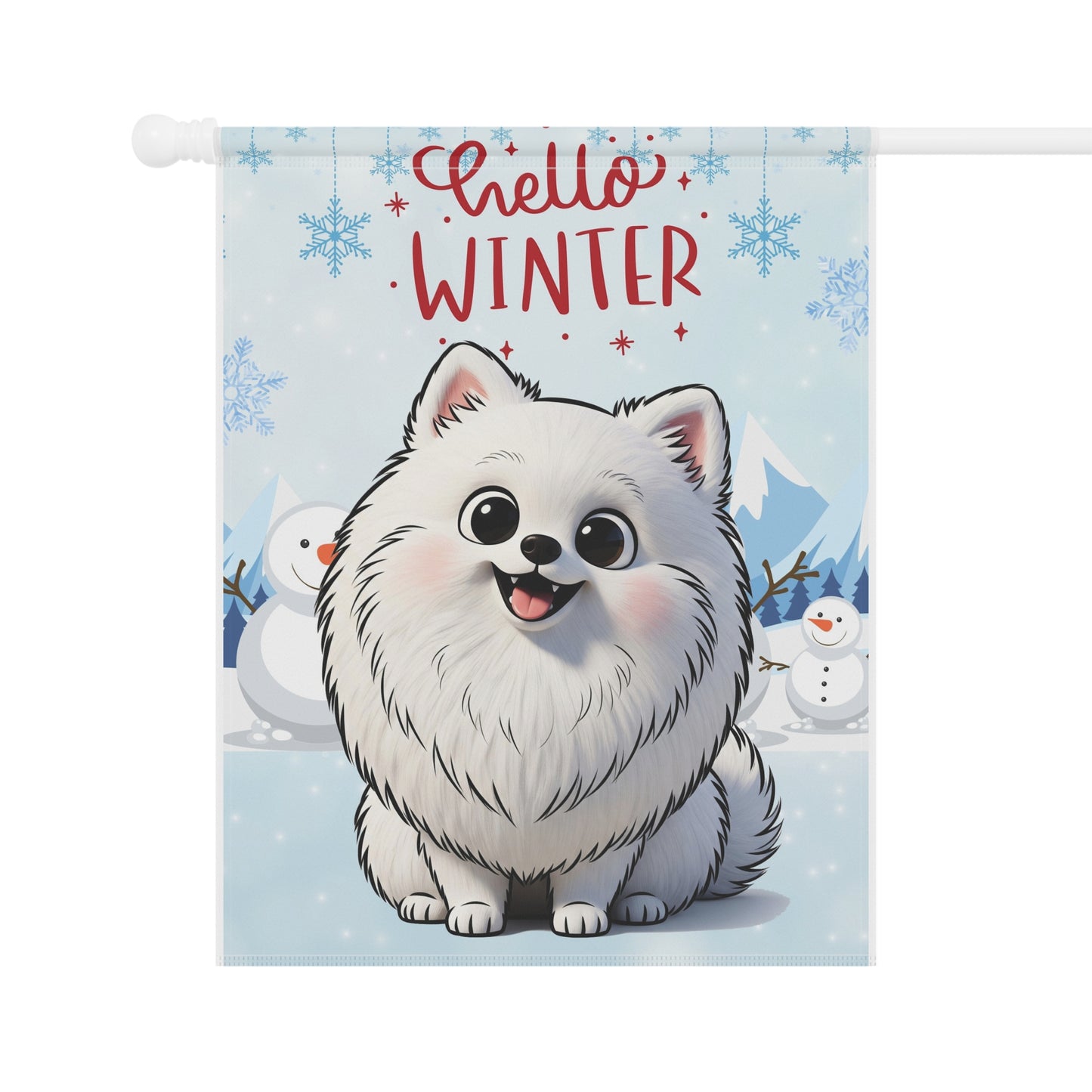 Pomeranian Hello Winter Garden Banner