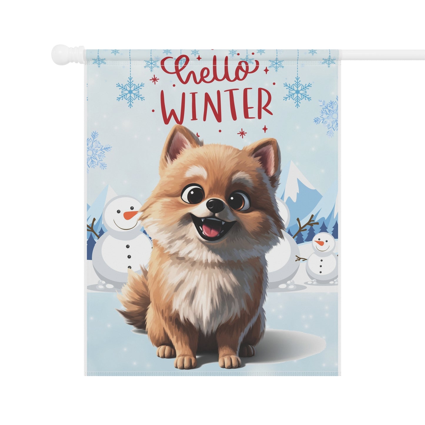 Pomeranian Hello Winter Garden Banner