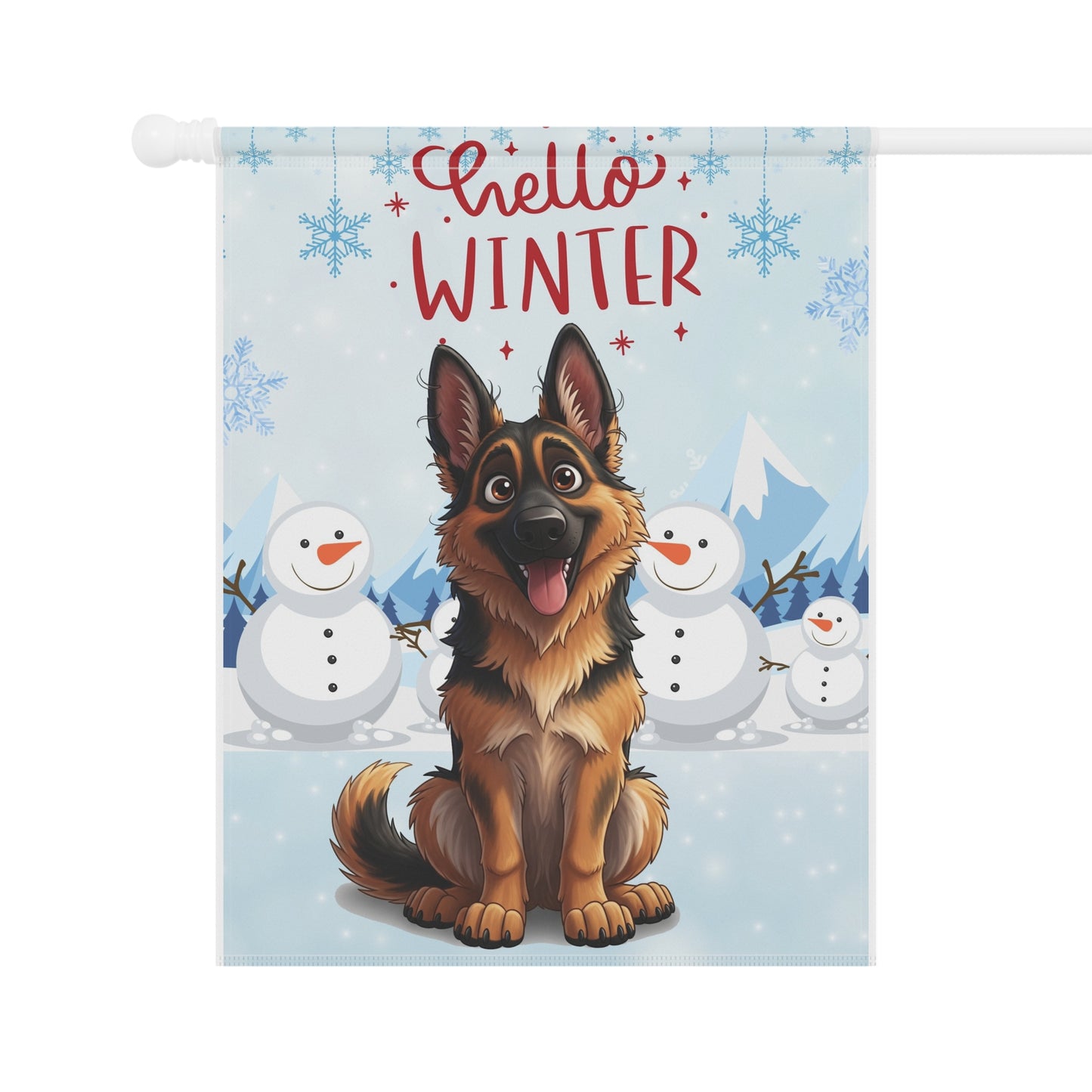 German Shepherd Hello Winter Garden Banner