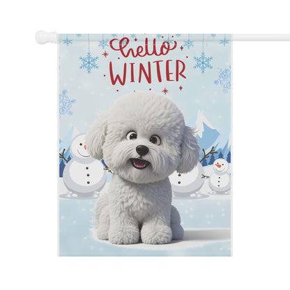 Bichon Frise Hello Winter Garden Banner
