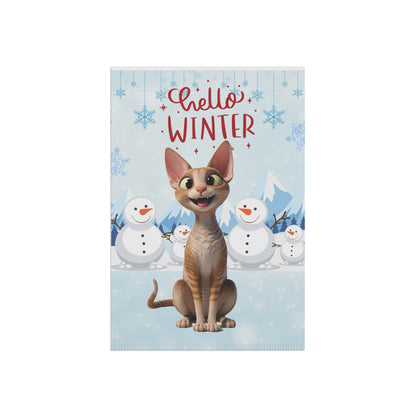 Devon Rex Hello Winter Garden Banner
