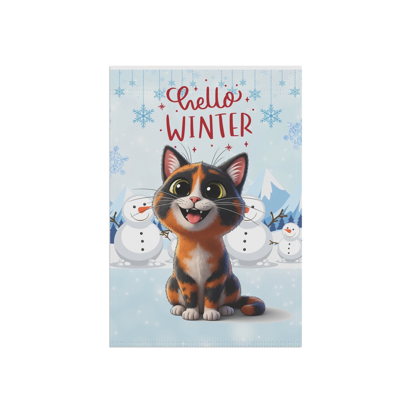 Short hair tortoiseshell cat Hello Winter Garden Banner