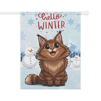 Norwegian Forest Hello Winter Garden Banner