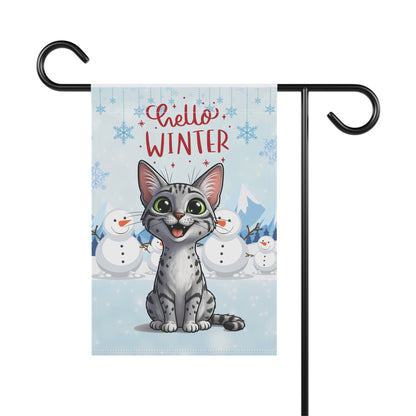 Egyptian Mau Hello Winter Garden Banner
