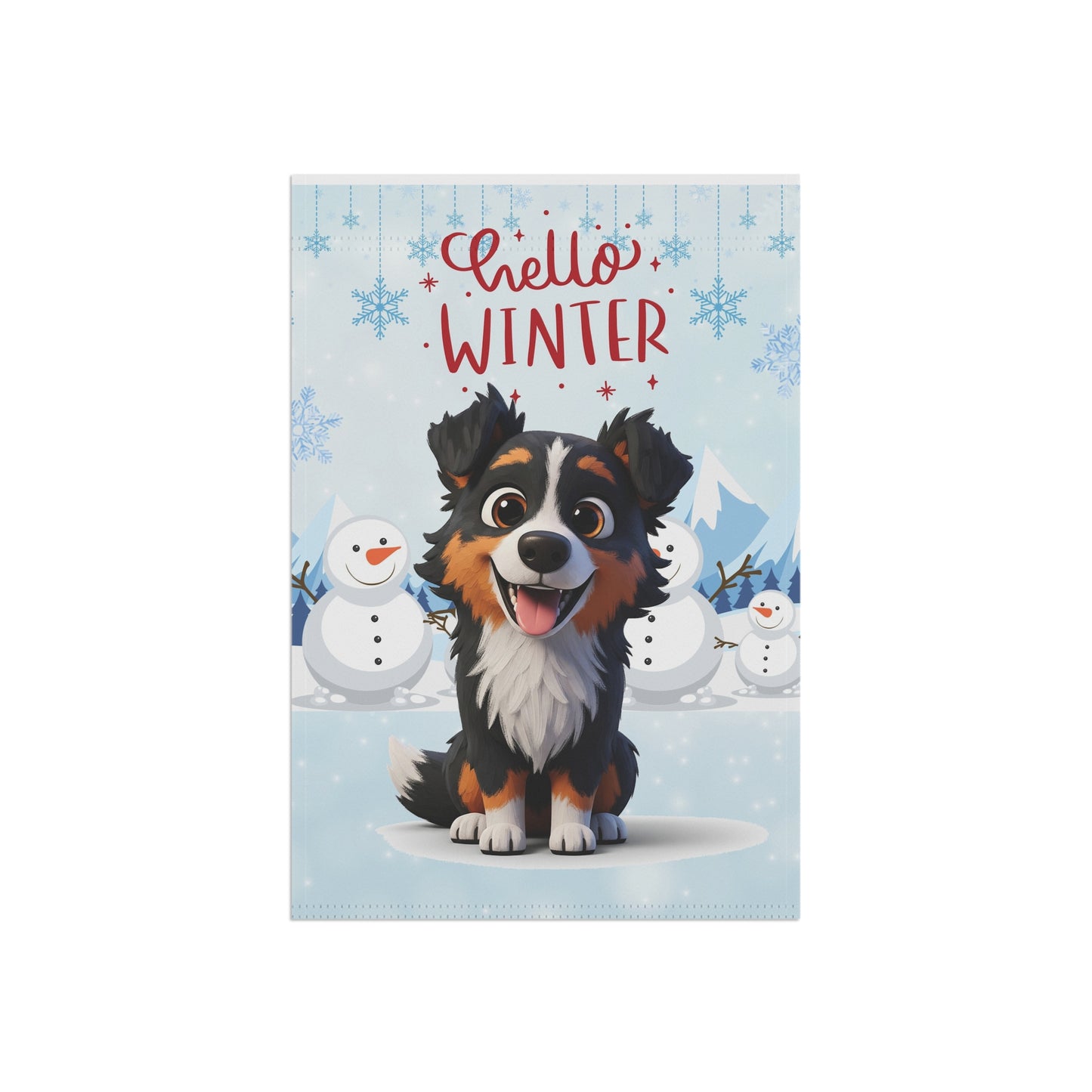 Border Collie Hello Winter Garden Banner