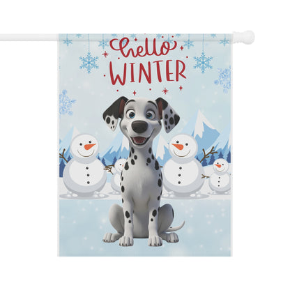 Dalmation Hello Winter Garden Banner