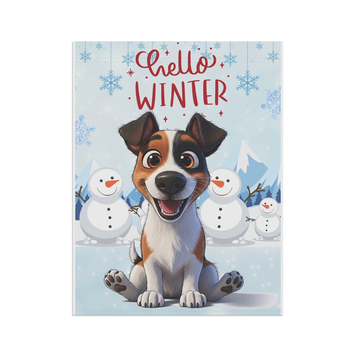 Jack Russell Hello Winter Garden Banner
