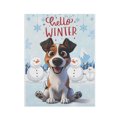 Jack Russell Hello Winter Garden Banner