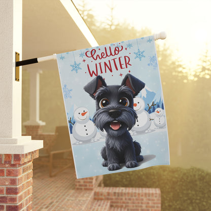 Schnauzer Hello Winter Garden Banner