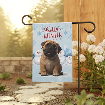 Mastiff Hello Winter Garden Banner