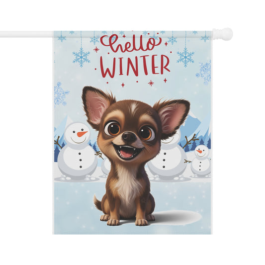 Chihuahua Hello Winter Garden Banner