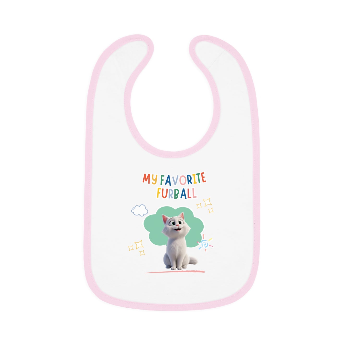 Shorthair White Cat Favorite Furball Baby Bib