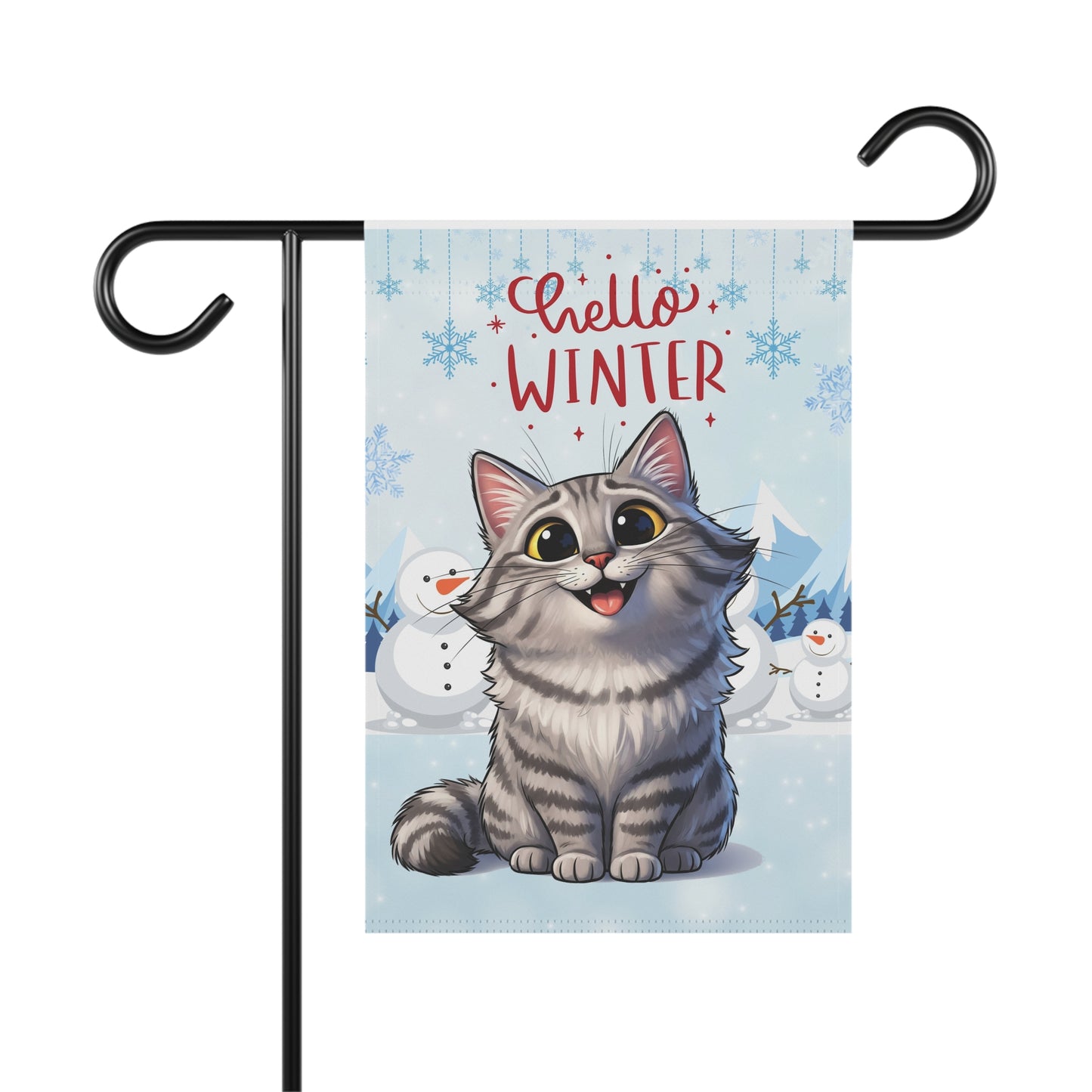 Siberian Cat Hello Winter Garden Banner