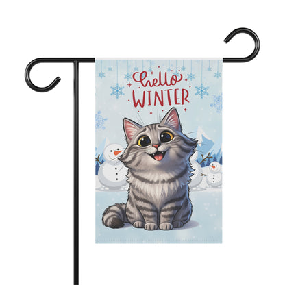 Siberian Cat Hello Winter Garden Banner