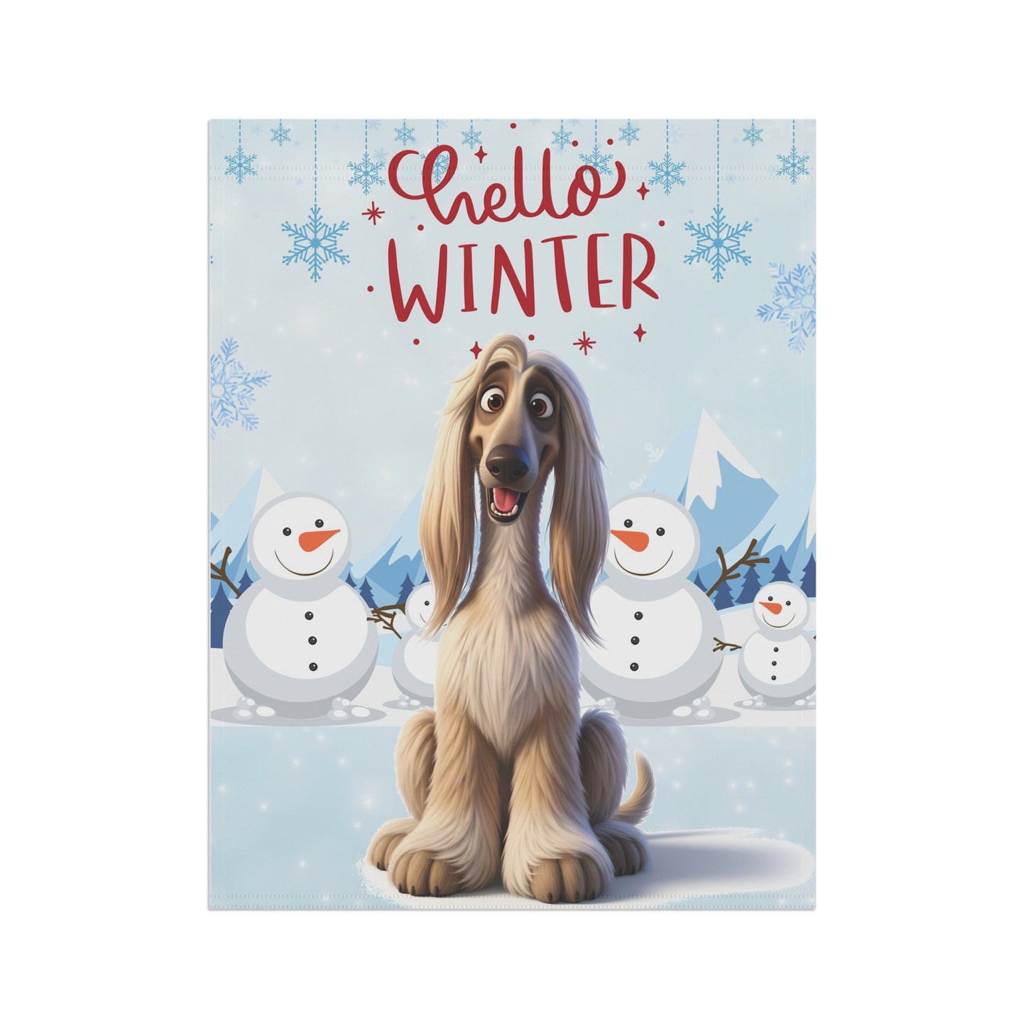 Afghan Hound Hello Winter Garden Banner