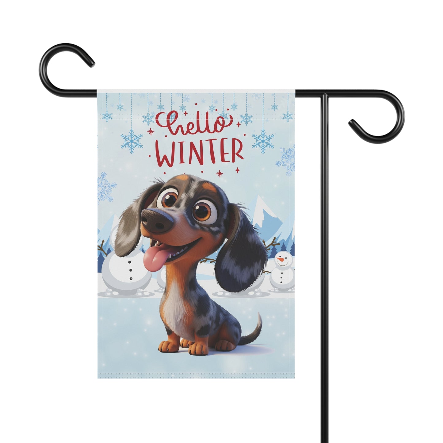 Dacshund Hello Winter Garden Banner