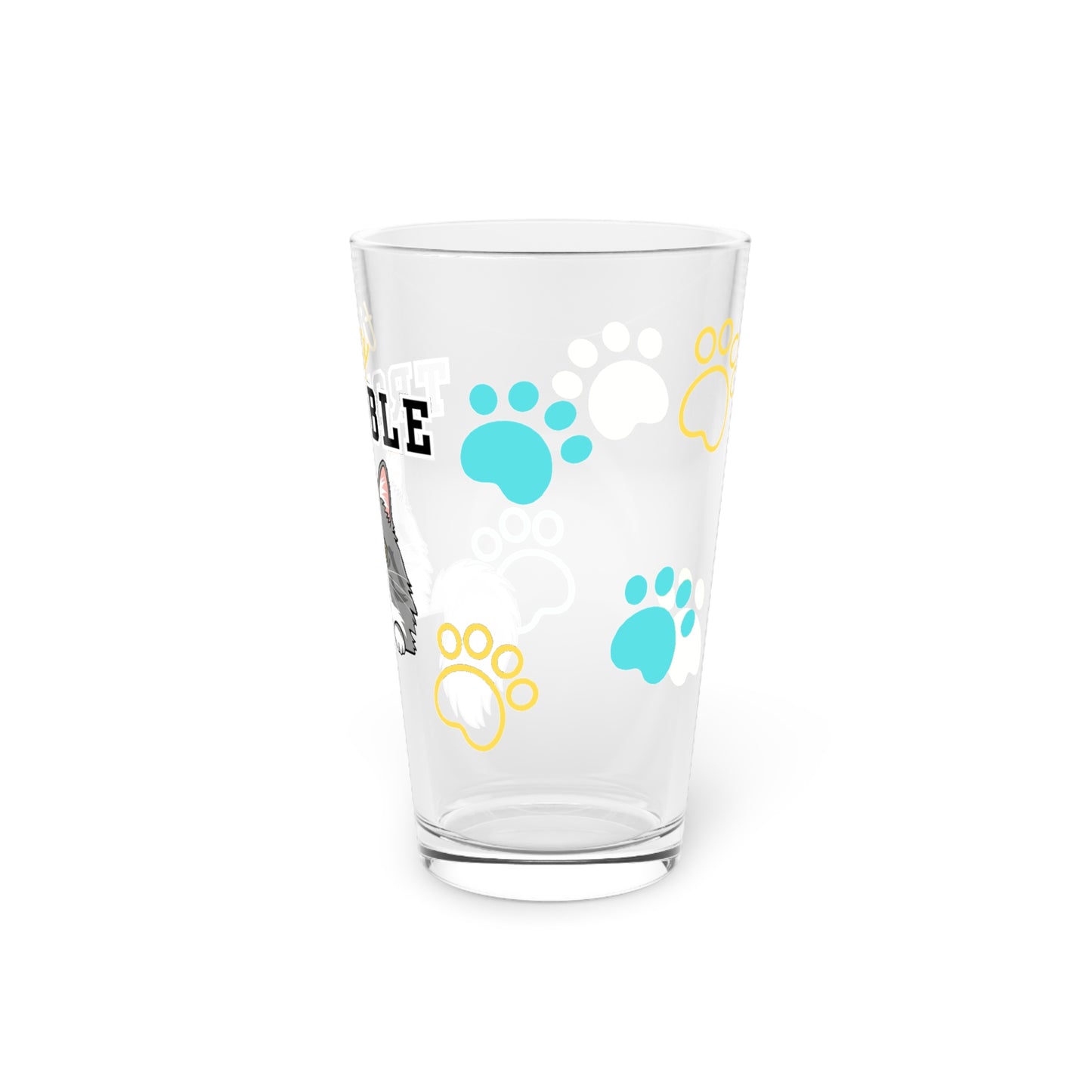 Long hair bi-color gray cat Tiny Trouble Pint Glass