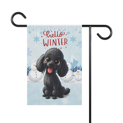 Poodle Hello Winter Garden Banner