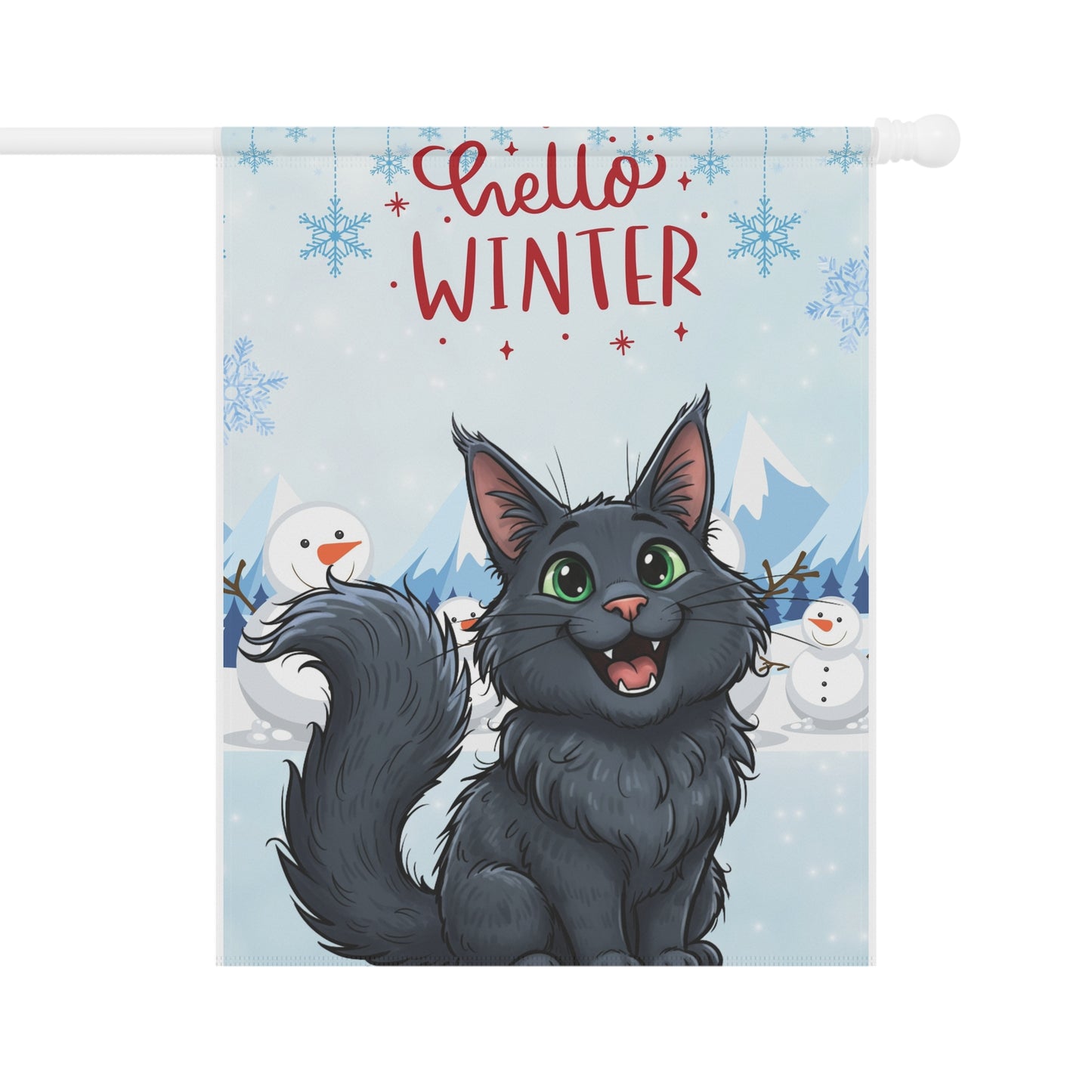 Maine Coon Hello Winter Garden Banner