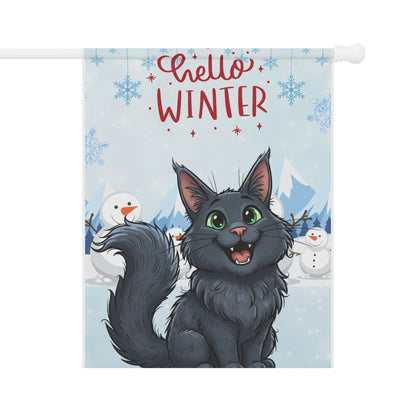 Maine Coon Hello Winter Garden Banner