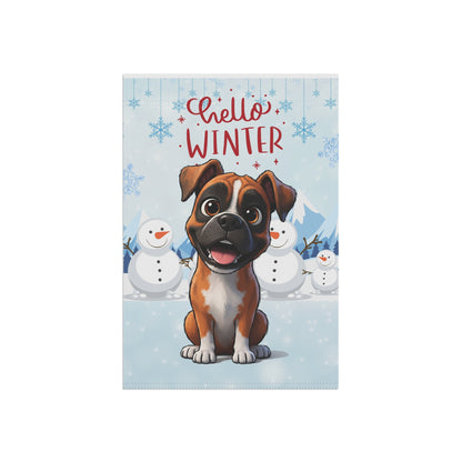 Boxer Hello Winter Garden Banner