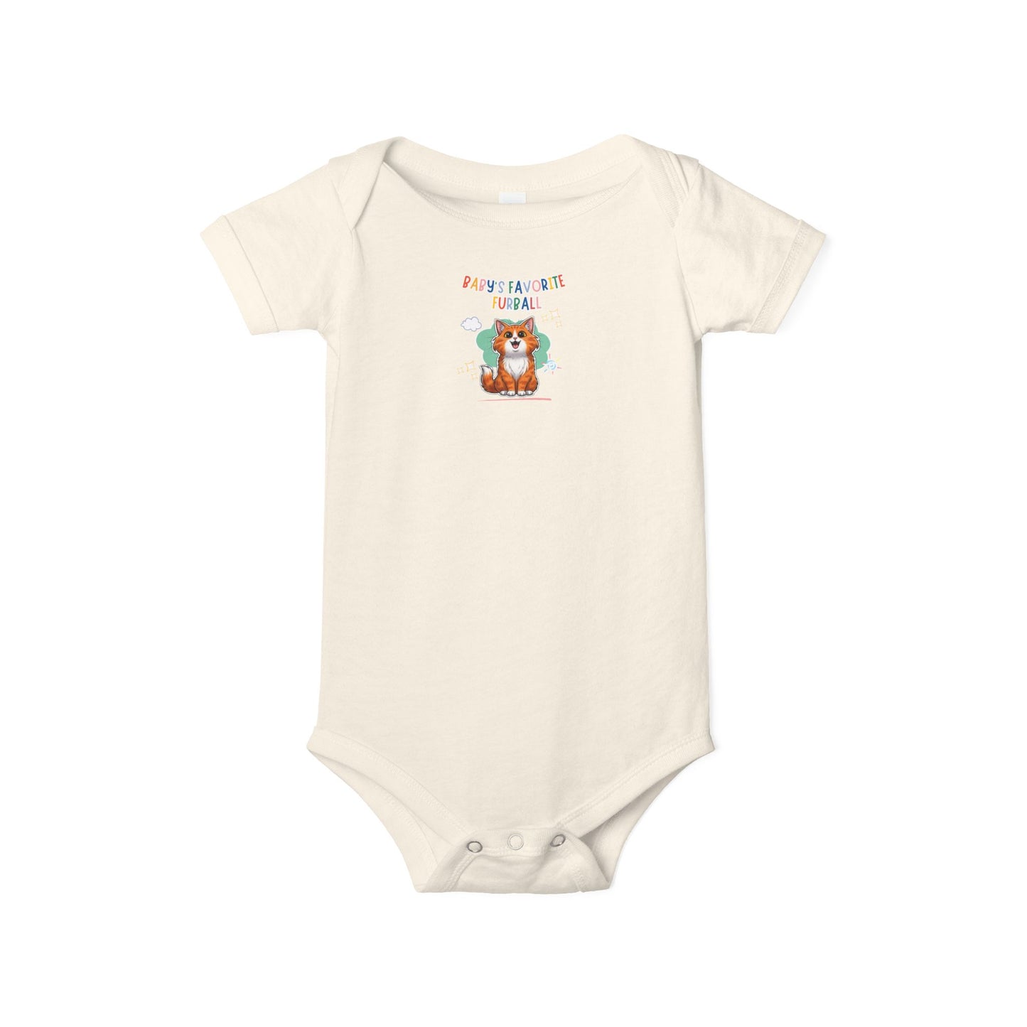 Long hair bi-color orange cat Favorite Furball Onesie
